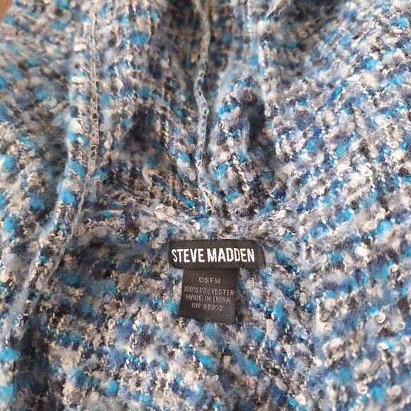 💙 Steve Madden Knit Hood Open Front Cape One Size Fits Most Pockets Boho Fall H - Picture 4 of 8